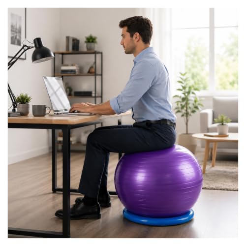 Anti-Burst Exercise Ball Seat for Desk Chair, Ergonomic Ball Seating