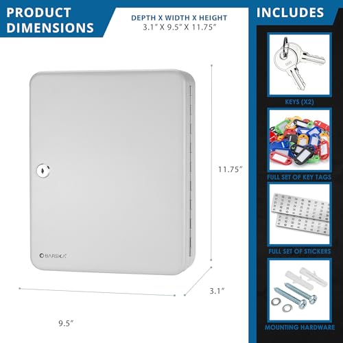 winbest Barska Key Lock Box 90/57 /50 Capacity, Key Holder Wall Mount Lockbox, Steel Key Organizer Cabinet for Home, Office, Property Managers and Rental Hosts (90 Key Position)