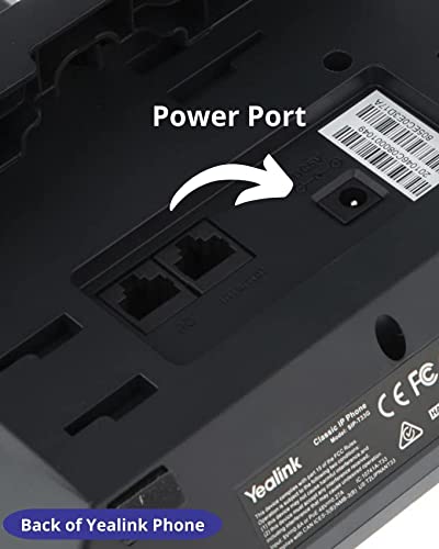 Yealink Phone Power Adapter PS5V2000US - for Yealink Telephones T46, T48S, T58A, T58-CAM, T54W, T57W, Teams Phones - MP52, MP54, MP55, MP56, T85W, T87W, Global Teck Microfiber Cloth