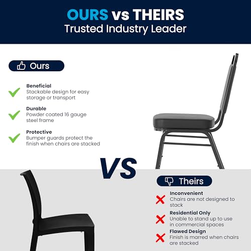 Flash Furniture Hercules Vinyl Banquet Chair, Black, 4-Pack