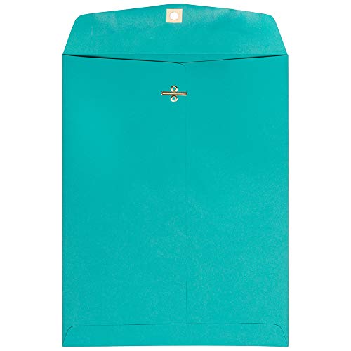 JAM PAPER 9 x 12 Colored Envelopes with Clasp Closure - Sea Blue Recycled - 100/Pack