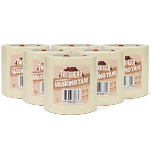 TAPEBEAR General Purpose Masking Tape Beige White 0.75" x 60Yards x 36Rolls