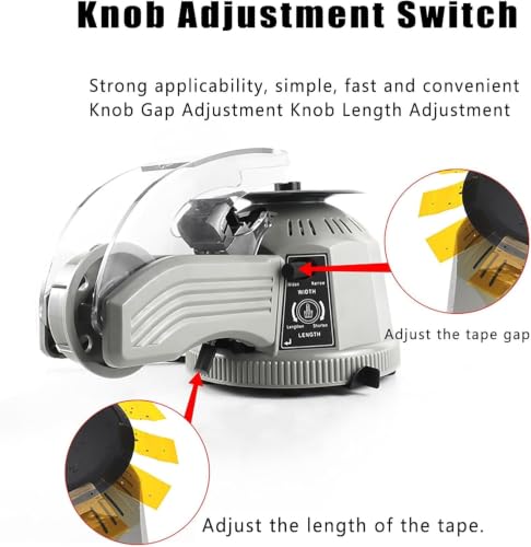 Rotary Electric Tape Dispenser Cutter,Adjustable 11-58mm Length & 3-22mm Width,Detachable Roller,for Office Warehouse School