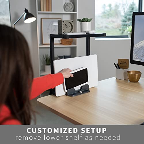 VIVO Black Clamp-on 13 inch 2-Tier Desk Shelf, STAND-SHELF2C