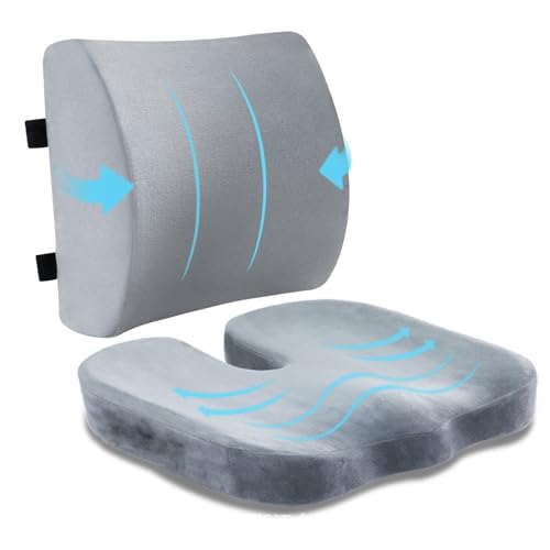 CAOJS Memory Foam Lumbar Support Pillow, Ergonomic U-Shaped Seat Cushion, for Sitting Comfort and Posture Relief Back Support, for Office Chair, Gaming Chair, or Automotive Use