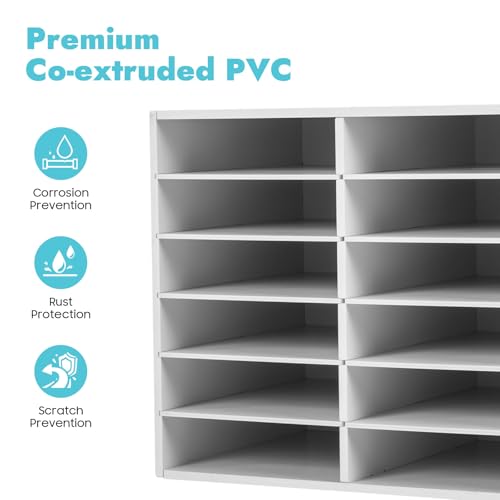 JLYNOWPT Literature Organizer, 24 Slots Classroom Mailbox with Shelf Adjusted Or Removed, PVC Made Mailbox Sorter for Storage Files, Documents, Papers