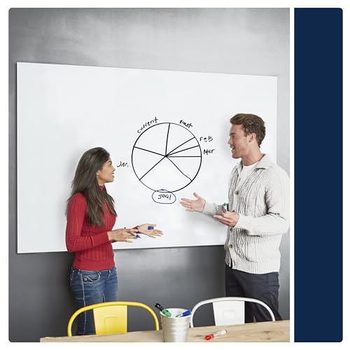 Quartet Magnetic Glass Dry Erase White Board, 8' x 4' Anti-Glare Whiteboard for Wall, InvisaMount Frameless, White (Q019648F03IMW)