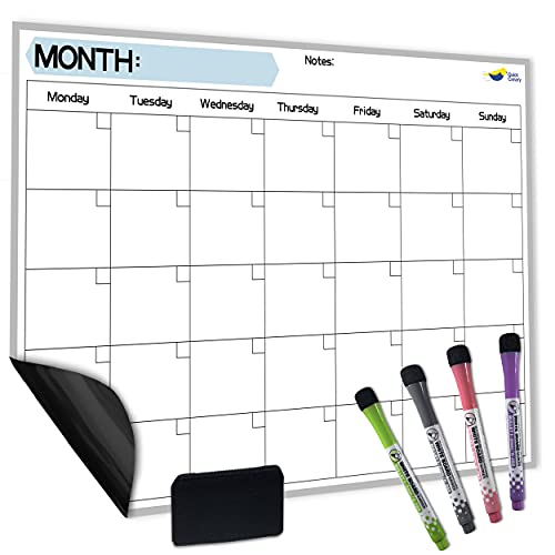 Large Magnetic Calendar for Refrigerator, Dry Erase Whiteboard Magnet