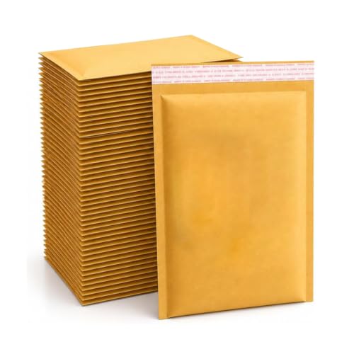 Pacron Self-Seal Kraft Bubble Mailers 10.5x16, 100-Pack Padded Envelopes