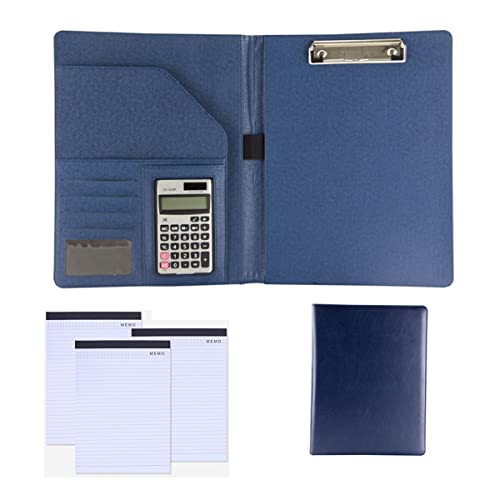Business Portfolio A4 Padfolio Leather Conference Folder Multifunctional File Binder Interview Office Document Organizer for Men Women Refillable Notepad 25 Sheets 3 Pack (Color : Blue 2, Size : 12-