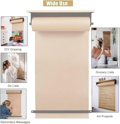 LNNW Kraft Paper Dispenser Vintage Kraft Paper Dispenser, Dining Room/DIY Room/Nursery Classroom Home Kids Graffiti Wallpaper Holder Decorative Message Boards for Wall(Board 70cm/27.6in)