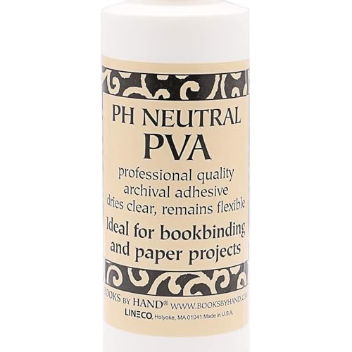Books By Hand, PH Neutral PVA Adhesive Glue, Fast Setting, Re-Moistenable, Lays Flat, Dried Clear, Ideal for Bookbinding Paper Arts Photos DIY-4 Ounce (Pack of 8)