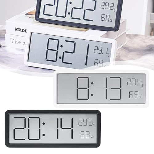 Digital Clock Large Display, LCD Screen Digital Wall Clock Time Temperature Humidity Display Electronic Clock,USB Ports Modern Decoration for Home Bedroom Decor (BLACK)