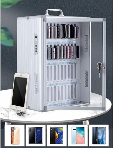 CZHIXG 12 Slots Stainless Steel Clear Cell Phones Storage Cabinet Pocket Chart Storage Locker Box with Handle for Office Classroom-1