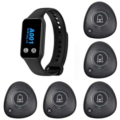 WNKRUN Wireless Restaurant Pager System with 5 Waterproof Call Buttons