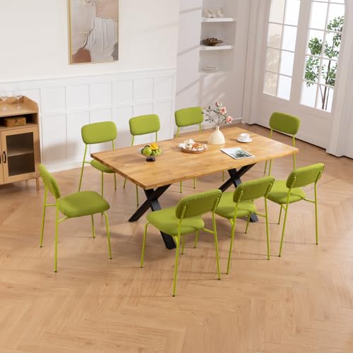 Sidanli Stackable Waiting Room Chairs, Armless Dining Chairs Without Wheels Set of 4 with Comfotable Cushion for Reception Break Room Lobby, Green