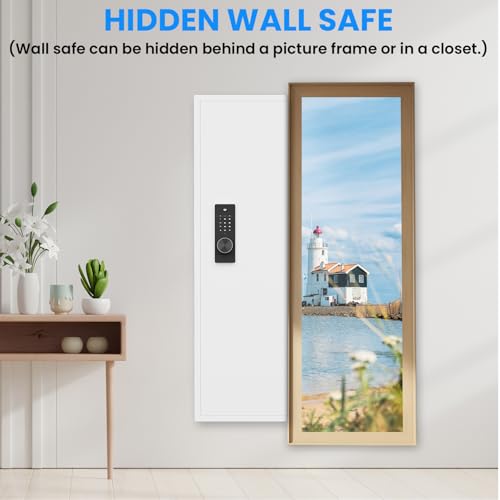 53" Wall Gun Safe - Hidden Wall Safe Between Studs for Rifles, Adjustable Shelves, Assembled for Firearm, Money & Valuables Storage