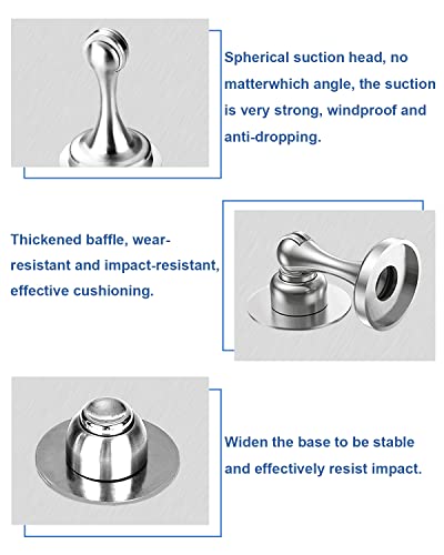 Magnetic Door Stop Stainless Steel ZUONAI 2 Pack Magnetic Door Stopper Heavy Duty Magnetic Door Holder Sticking Outdoor Magnetic Floor Door Stop Strong Magnet Door Stoppers for Walls and Floor
