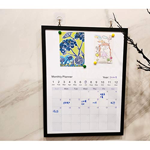 uhyOHF Whiteboard Magnetic Monthly Calendar Wall-Mounted Monthly Planning Board for Home Office Message Memo Itinerary Plan to-do Record(Size:60x90cm,Color:Black Wood Frame)(