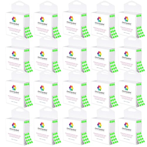 ChromaLabel Fluorescent Green Dot Stickers, 1/4 Inch, 1000/Box, Case of 20