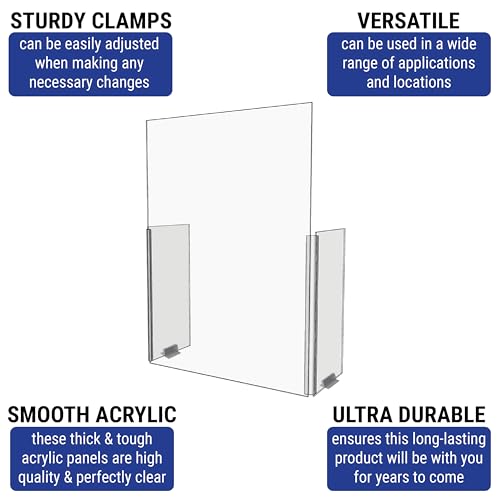 30" x 42" Acrylic Shield Plexiglass Sneeze Guard Barrier, for Counters, Tables, Checkouts, or Desks - Shields and Protects Employees and Cashiers from Coughing and Sneezing - Made in USA