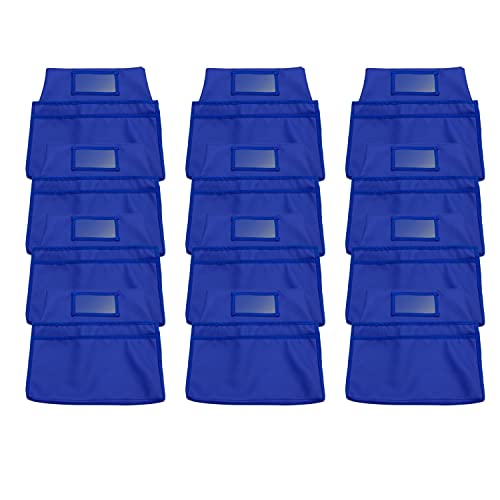 Factory Direct Partners Student Seat Companion, Two Pocket Vinyl Organizer for Chairback with Kid's Name Tag Holder Seat Back Storage for Classroom School Supplies, Small (12-Pack) - Blue, 13859-BL