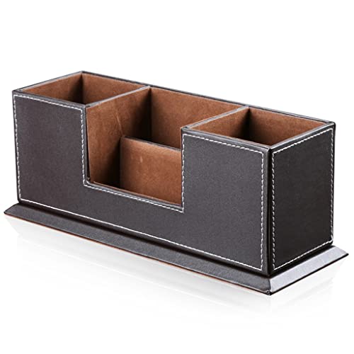 GFHSKRPL Office PU Leather Desktop Stationery Organizer Pen Pencil Holder Business Card Stand(D)