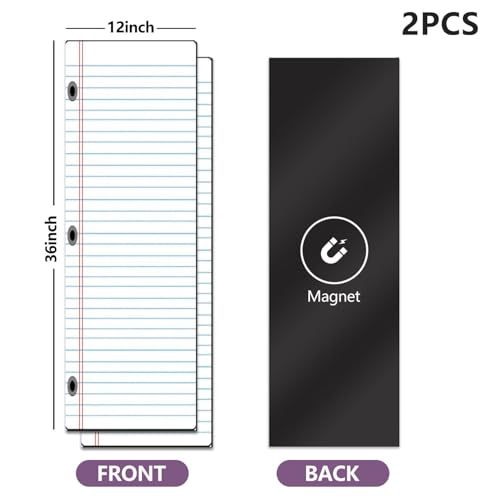 CEREJYPUZ 2 Pcs Locker Magnetic Wallpaper Notebook Paper First Day School Composition Classroom 12" x 36" Wall Magnetic Sticker Removable Locker Accessories Decor Easy Install for Office School