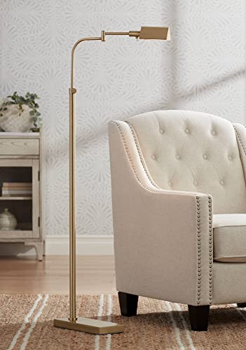 Keegan Warm Gold Adjustable Swing Arm Pharmacy 54" Tall Floor Lamp