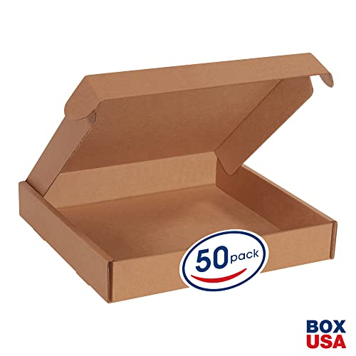 BOX USA Deluxe Literature Cardboard Mailers, 16 x 16 x 2 3/4 Inches, Corrugated Die-Cut Shipping Boxes, Large Brown Kraft Mailing Boxes (Pack of 50)