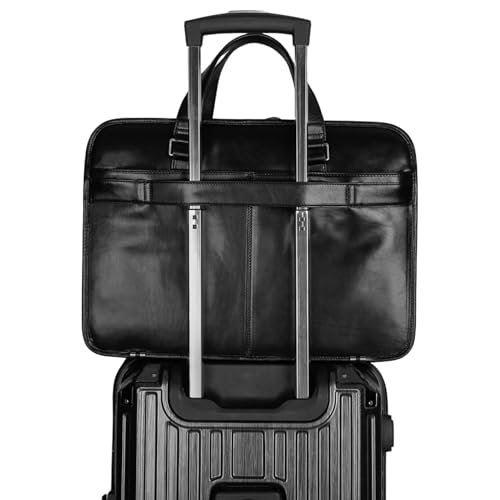 Mancini Pelle D’oro Triple Compartment 15.6” Laptop/Tablet Briefcase, Black