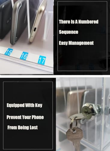 Wcxixo Cell Phones Storage Cabinet Wall-Mounted Pocket Chart Storage Locker Box Classroom Pocket Chart with Handle and Security Lock Cell Phone Holder Mobile Phone Lock Box for Classroom Office