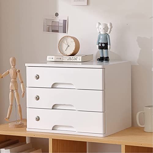 EliteBloom Desktop File Cabinet - Desktop Storage Box with Drawers, with Lock Flat File Cabinet Storage, Solid Wood Desktop Drawer Cabinet, Desktop Storage Cabinet/Data Cabinet (A 3 Drawer)