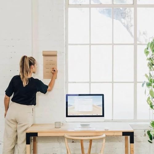 LNNW Kraft Paper Dispenser Wall Mounted Paper Roll Holder Kraft Paper Dispenser & Cutter, for Doodle Drawing Board/Writing Tablet Decorative Message Boards for Wall(White Steel,37cm/14.5)