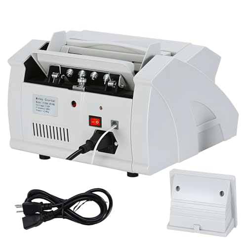 Cash Counter Machine, Bill Counter with UV MG IR MT Detection, LCD Display, High-Speed 1000 Bills/Min, Auto & Manual Modes for Business, Retail, Gas Stations, Counterfeit Detection Grey