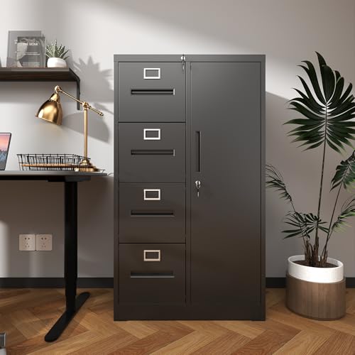 Metal Storage Vertical Filing Cabinet with Lock, 4-Drawer Steel File Locker