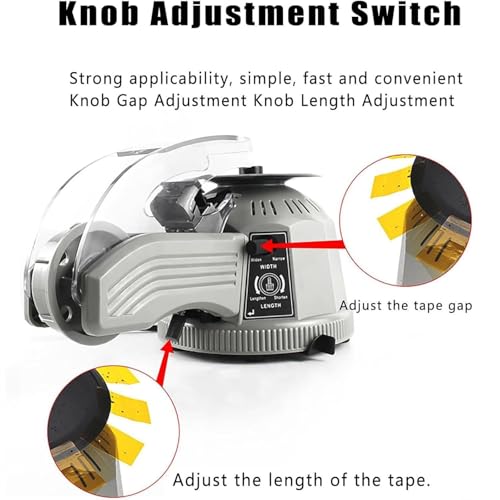 Electric Tape Cutting Machine, Automatic Tape Dispenser with Length and Width Adjustable, Rotary Disc Tapes Cutter with Detachable Rollers, for Warehouses, Schools, Offices