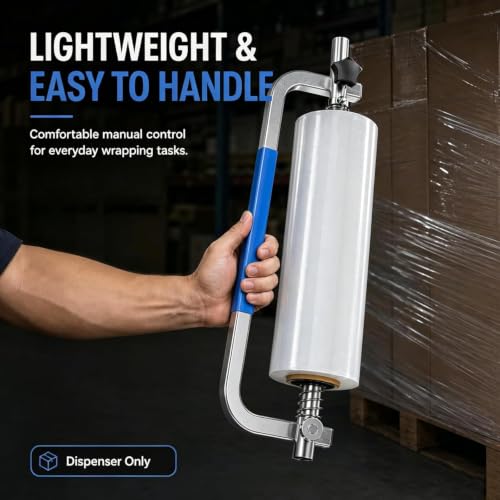 Handheld Stretch Film Dispenser with Locking Collars and Side Grip for Packaging Furniture,Machines (30cm)