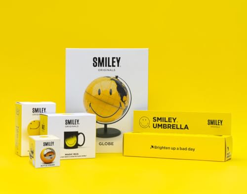 Suck UK Smiley Face World Globe | Office Accessories | Smiley Face Desk Decor & Office Desk Accessories | Office Desk Decor & Bookshelf Decor | For Children & Kids | Yellow