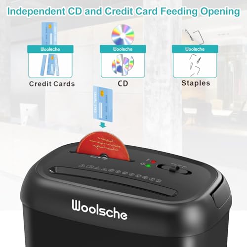 14 Sheet Cross Cut Paper and Credit Card Home Office Shredder with 6.6 Gallon Bin, Portable Crosscut Paper Credit Cards, Staples, and Clips Shredder