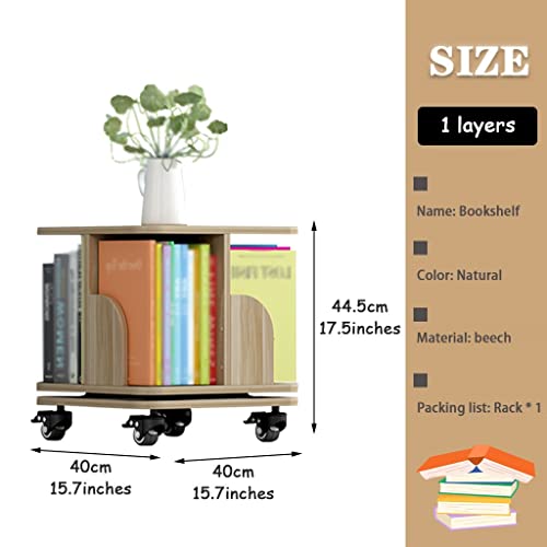 Bookshelf Book Shelves for Office 360° Rotating Small Bookcase, Multi-Layer Movable Book Rack, Student Book Organizer for Dormitory, Easy to Assemble (Color : Walnut Color, Size : 1 Layers)