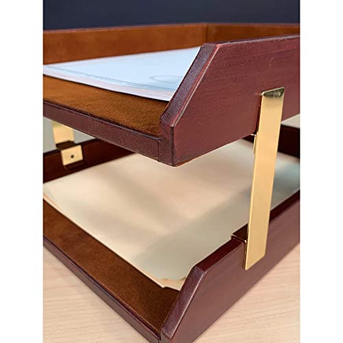Dacasso Mocha Leather Double Letter Tray (A3020)