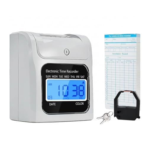 Bloepum Employee Time Clocks Auto-Align System with 50 Time Cards US Plug