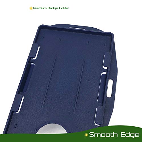Fallen One 50 Pack ID Badge Holders Double Sided Plastic ID Card Holder, Horizontal and Veritcal Style, Hold 2 Cards, Navy Blue