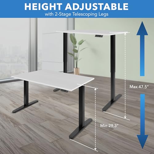 Mount-It! Dual Motor Electric Standing Desk with 48" Tabletop White Tabletop, Black Frame