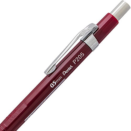 Pentel Sharp Automatic Pencil, (0.5mm), Burgundy Barrel, Box of 12 (P205B)