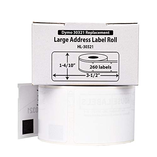 HouseLabels Compatible with Dymo 30321 Labels, 1-4/10" x 3-1/2"