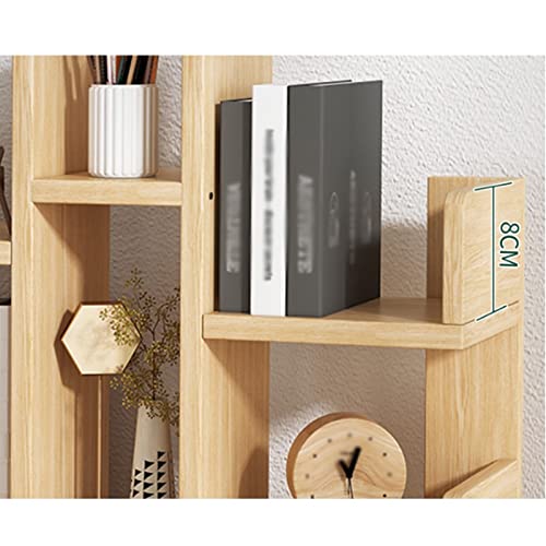 FENOKD Book Shelf Desktop Shelf Wood Desktop Bookshelf Office Desk Shelf Rack Display Stand Shelf Storage Organizer for Bedroom Bathroom Kitchen Dorm Decor, Log Color Shelves Fo