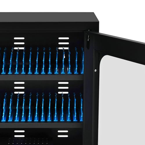 BOPRCSH 22.8 * 10.6 * 16.9in Laptop and Tablet Storage Charging Cabinet, Lockable Charge Box with 20-Unit Charging Cabinet, Suitable for School, Busines. Upgraded, Black (40slot)