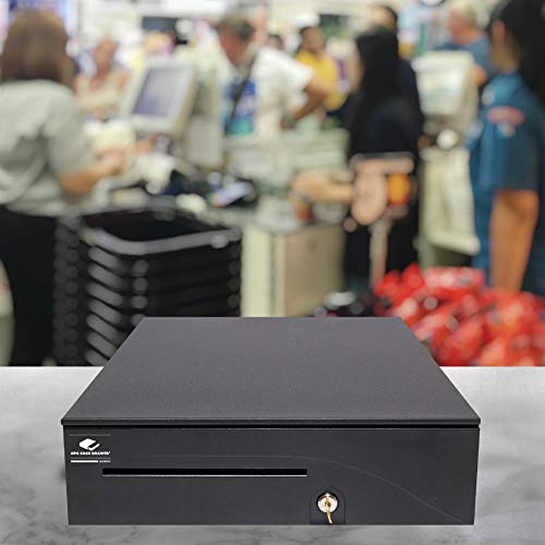 APG Heavy-Duty 16" Point of Sale Cash Drawer | Series 100 T320-1-BL1616 | MultiPRO 320 Interface w/CD-101A Cable | Printer Driven |Plastic Till 5 Bill/ 5 Coin Compartments | Black with Painted Front